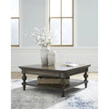 Mesa de centro cuadrada de color marrón oscuro - 42 W x 42 de profundidad x 18.63 de altura