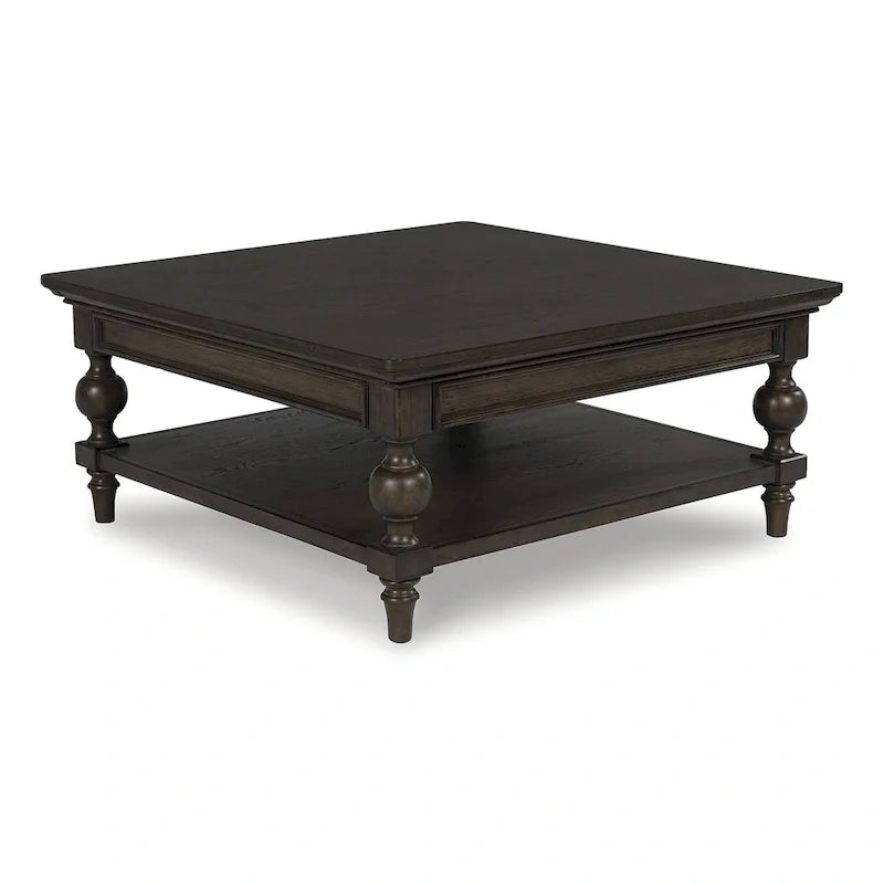 Mesa de centro cuadrada de color marrón oscuro - 42 W x 42 de profundidad x 18.63 de altura