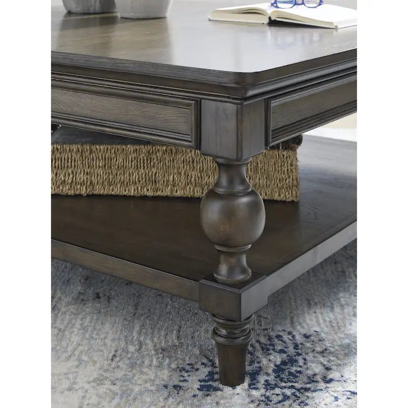 Mesa de centro cuadrada de color marrón oscuro - 42 W x 42 de profundidad x 18.63 de altura