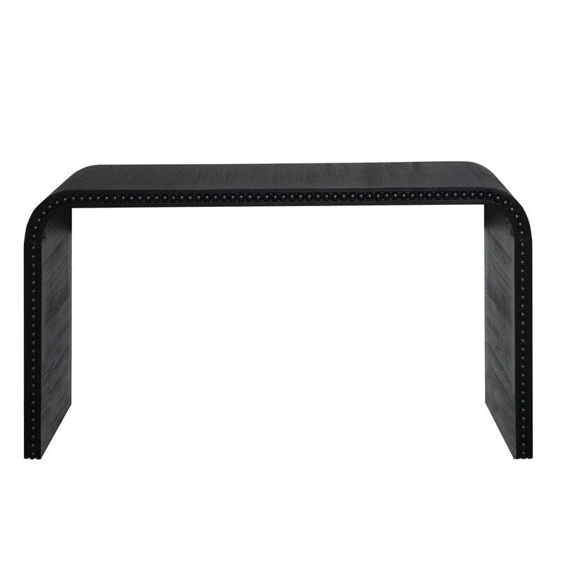 Mesa de entrada de 59, mesa curva estilo cascada, mesa consola con cuentas de madera