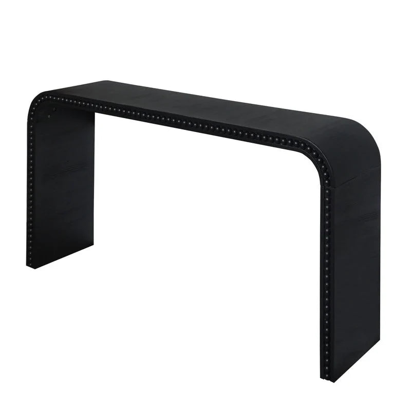 Mesa de entrada de 59, mesa curva estilo cascada, mesa consola con cuentas de madera