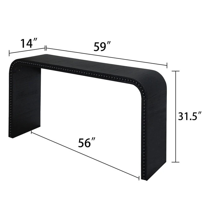 Mesa de entrada de 59, mesa curva estilo cascada, mesa consola con cuentas de madera