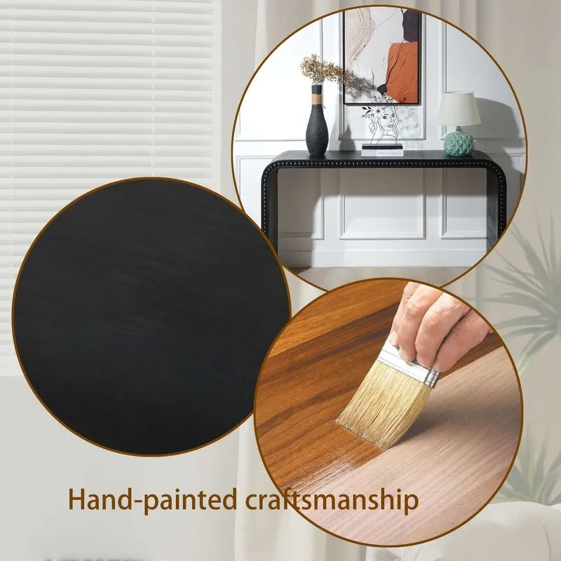 Mesa de entrada de 59, mesa curva estilo cascada, mesa consola con cuentas de madera