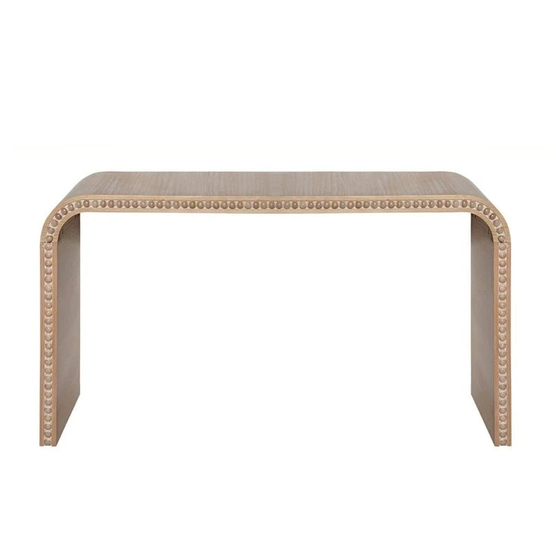 Mesa de entrada de 59, mesa curva estilo cascada, mesa consola con cuentas de madera