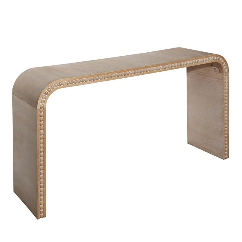 Mesa de entrada de 59, mesa curva estilo cascada, mesa consola con cuentas de madera