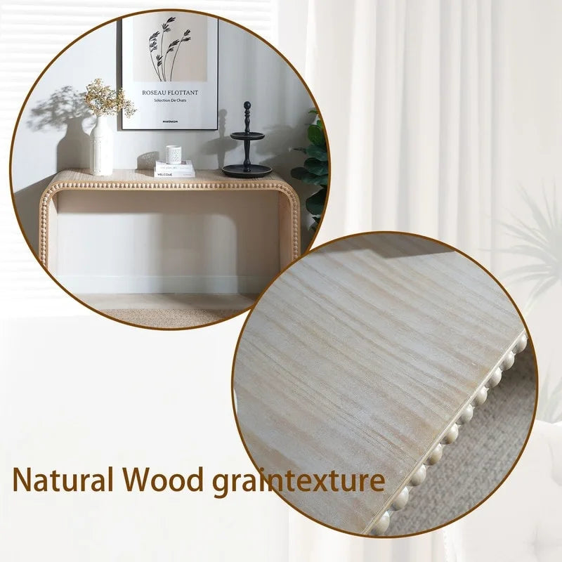Mesa de entrada de 59, mesa curva estilo cascada, mesa consola con cuentas de madera