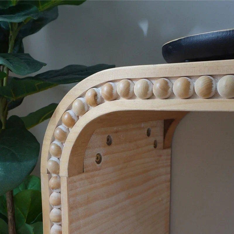 Mesa de entrada de 59, mesa curva estilo cascada, mesa consola con cuentas de madera