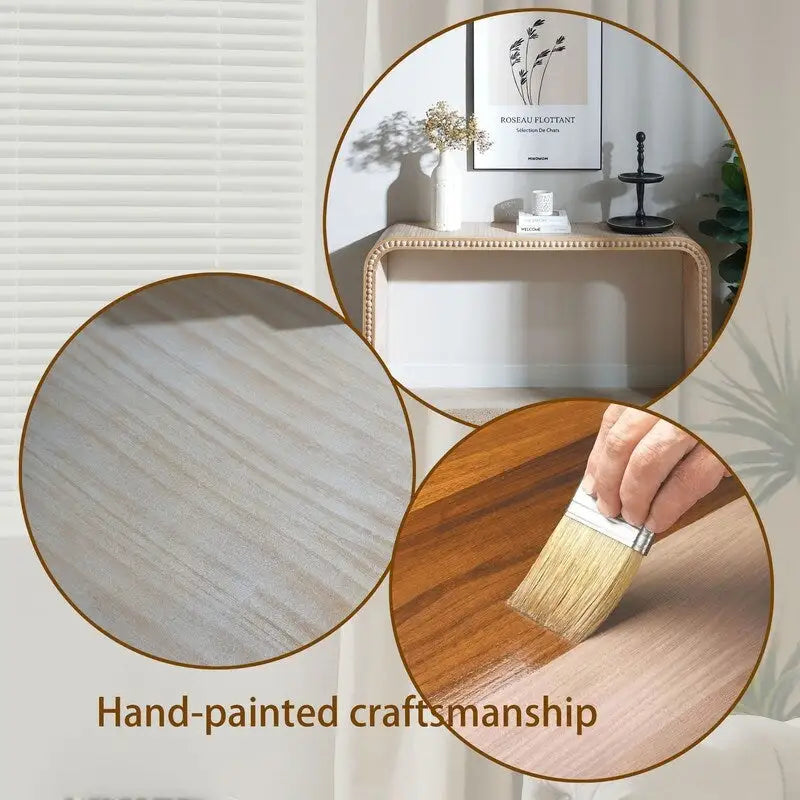 Mesa de entrada de 59, mesa curva estilo cascada, mesa consola con cuentas de madera