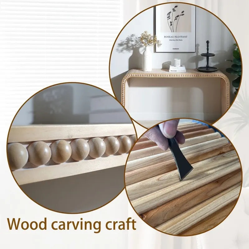 Mesa de entrada de 59, mesa curva estilo cascada, mesa consola con cuentas de madera