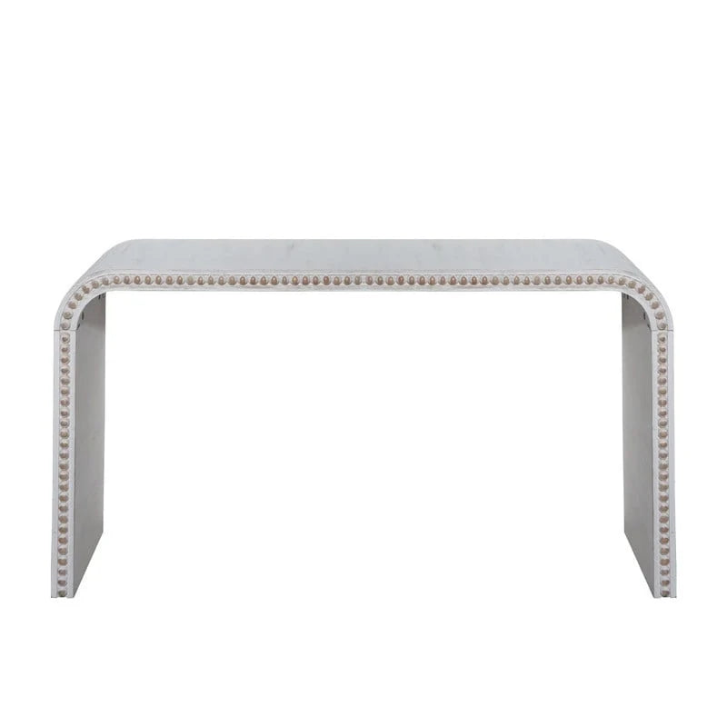 Mesa de entrada de 59, mesa curva estilo cascada, mesa consola con cuentas de madera