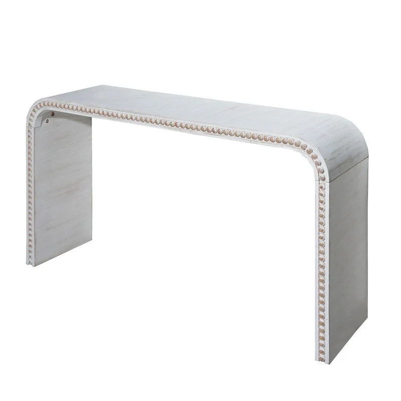 Mesa de entrada de 59, mesa curva estilo cascada, mesa consola con cuentas de madera