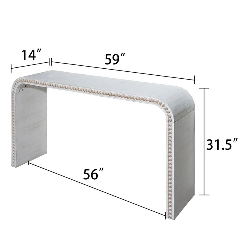 Mesa de entrada de 59, mesa curva estilo cascada, mesa consola con cuentas de madera