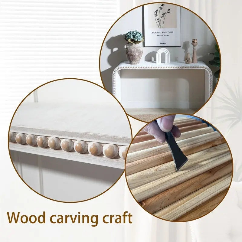 Mesa de entrada de 59, mesa curva estilo cascada, mesa consola con cuentas de madera