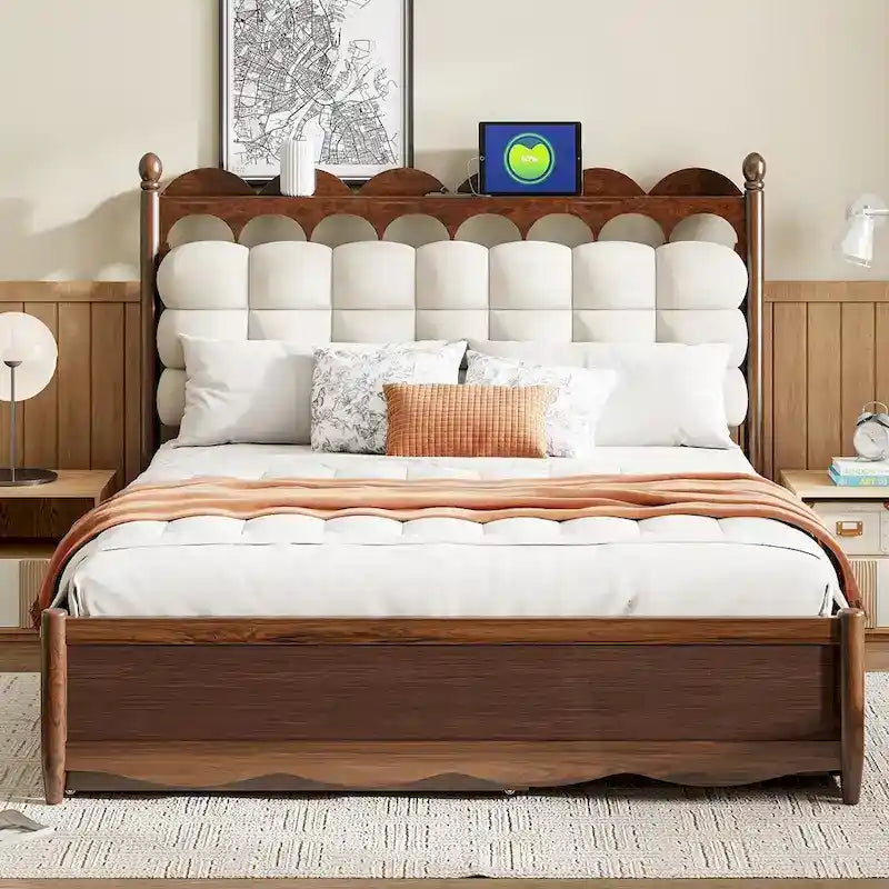 Cama de plataforma de madera con 2 cajones grandes y cama nido tamaño Twin-XL