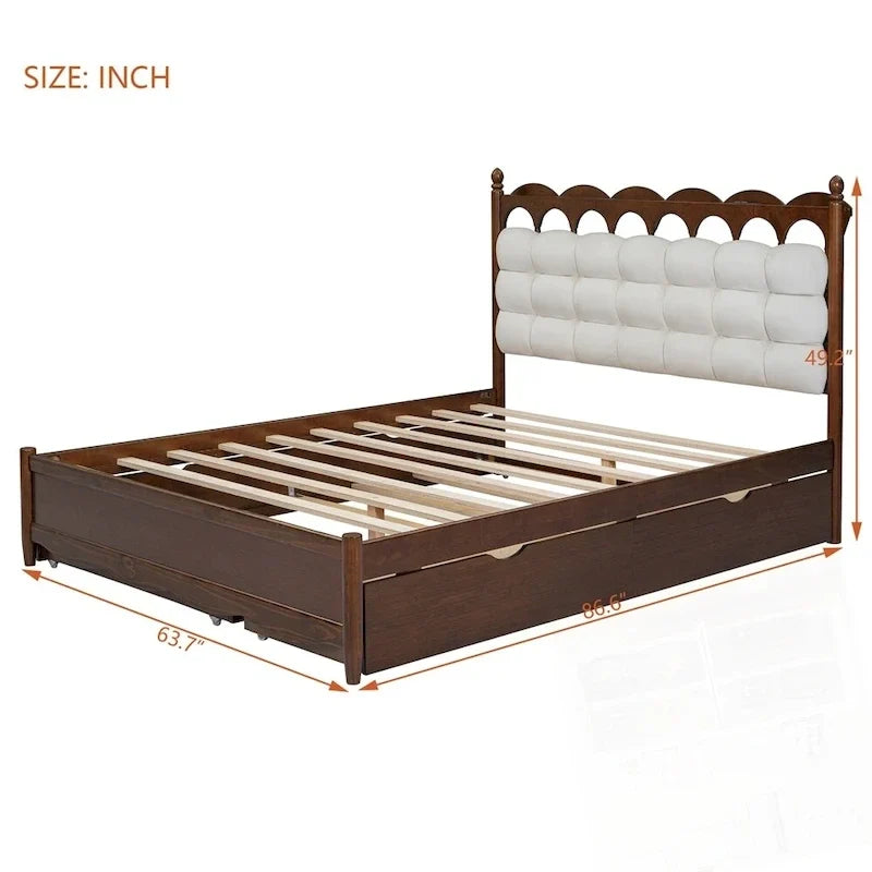 Cama de plataforma de madera con 2 cajones grandes y cama nido tamaño Twin-XL