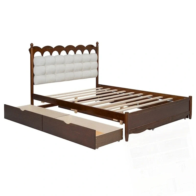 Cama de plataforma de madera con 2 cajones grandes y cama nido tamaño Twin-XL