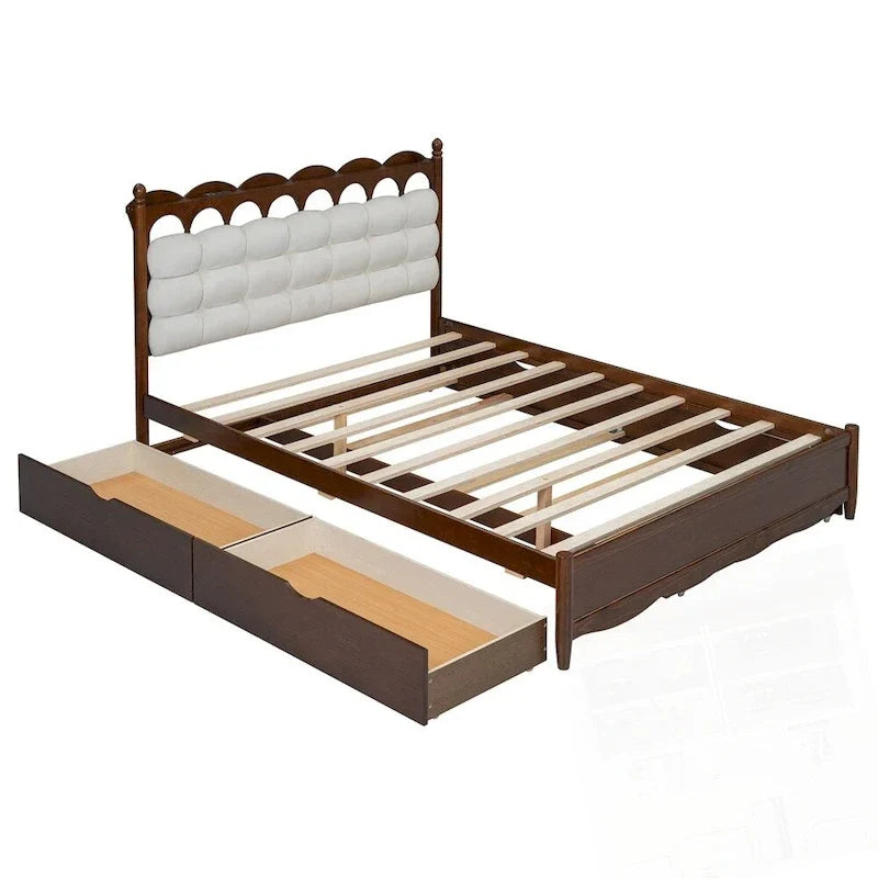 Cama de plataforma de madera con 2 cajones grandes y cama nido tamaño Twin-XL