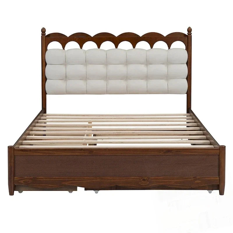 Cama de plataforma de madera con 2 cajones grandes y cama nido tamaño Twin-XL