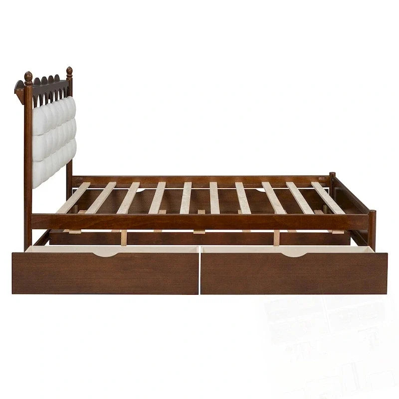 Cama de plataforma de madera con 2 cajones grandes y cama nido tamaño Twin-XL