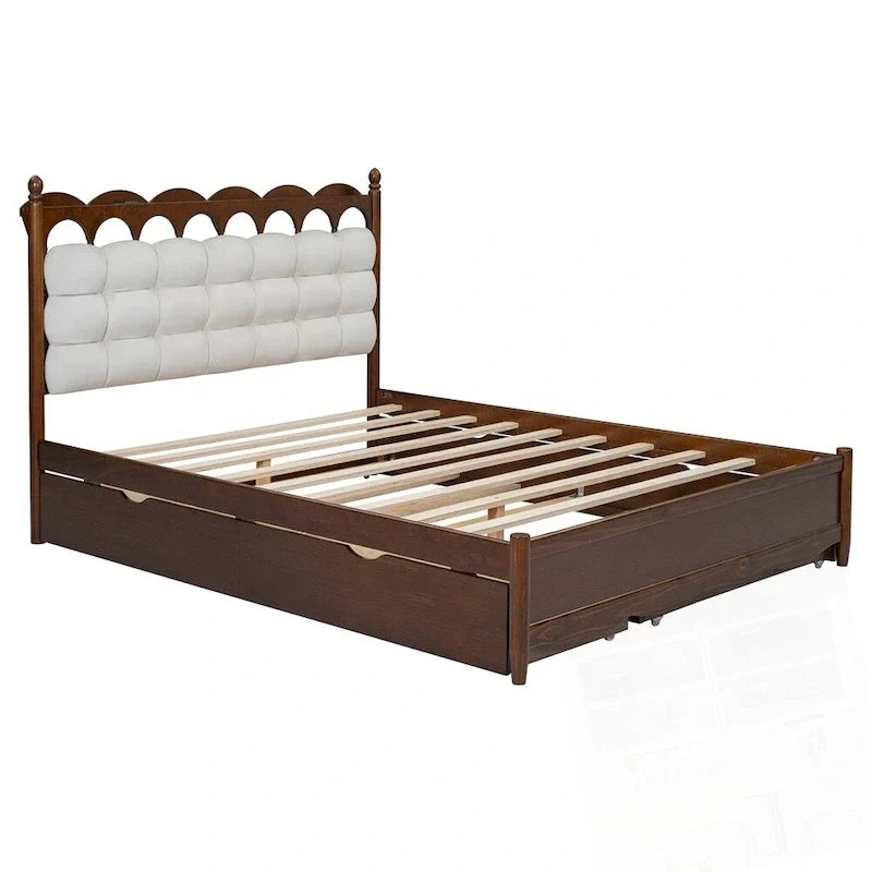 Cama de plataforma de madera con 2 cajones grandes y cama nido tamaño Twin-XL