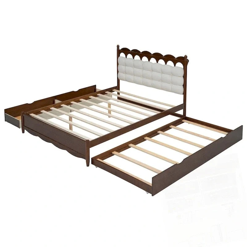 Cama de plataforma de madera con 2 cajones grandes y cama nido tamaño Twin-XL