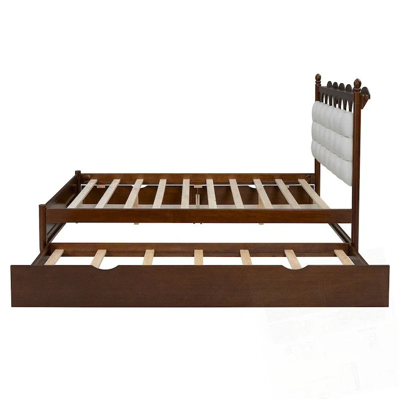 Cama de plataforma de madera con 2 cajones grandes y cama nido tamaño Twin-XL