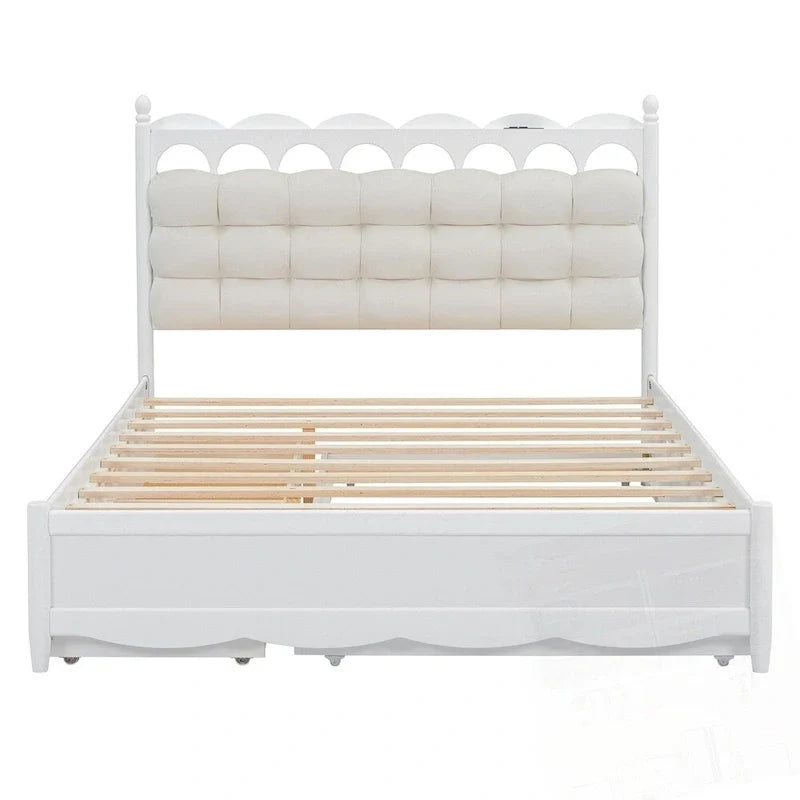 Cama de plataforma de madera con 2 cajones grandes y cama nido tamaño Twin-XL