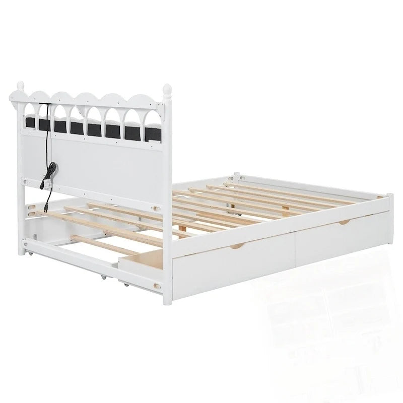 Cama de plataforma de madera con 2 cajones grandes y cama nido tamaño Twin-XL