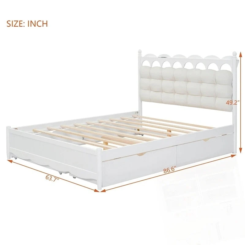 Cama de plataforma de madera con 2 cajones grandes y cama nido tamaño Twin-XL