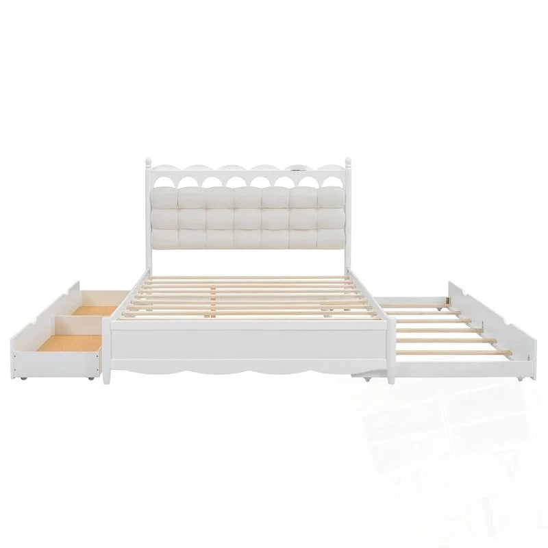 Cama de plataforma de madera con 2 cajones grandes y cama nido tamaño Twin-XL
