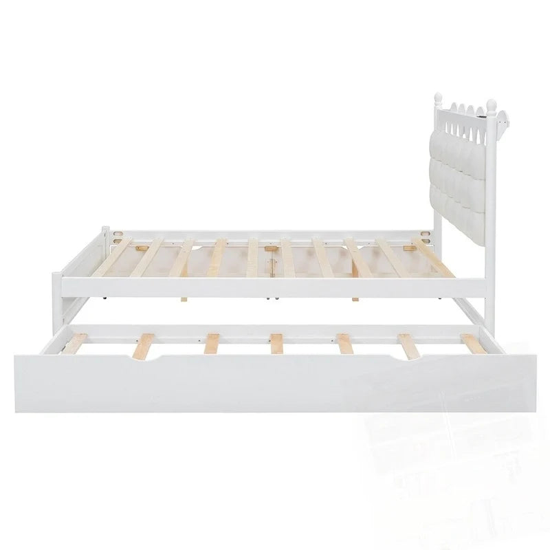Cama de plataforma de madera con 2 cajones grandes y cama nido tamaño Twin-XL
