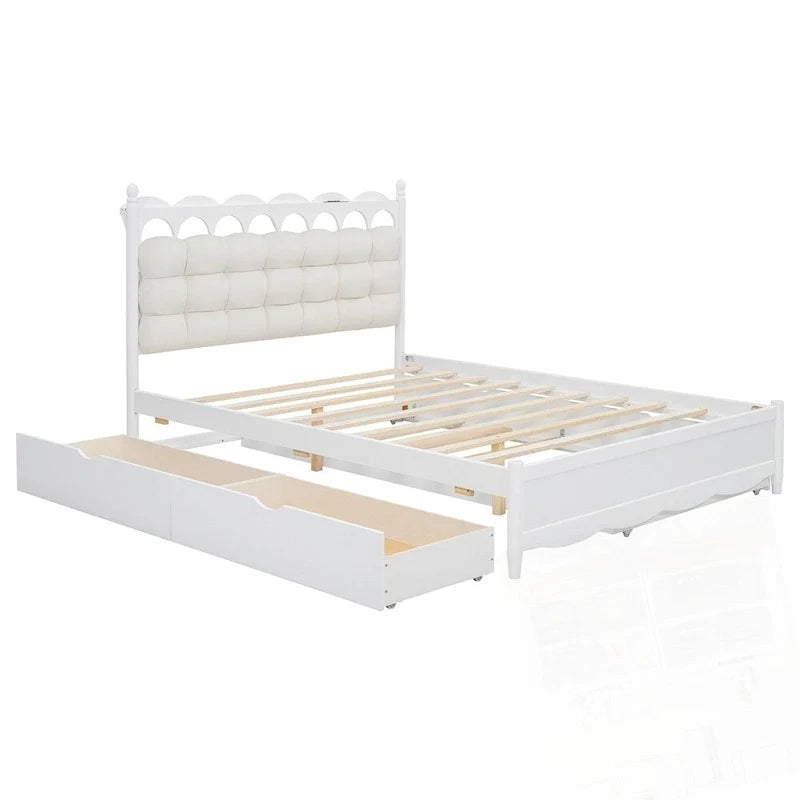 Cama de plataforma de madera con 2 cajones grandes y cama nido tamaño Twin-XL