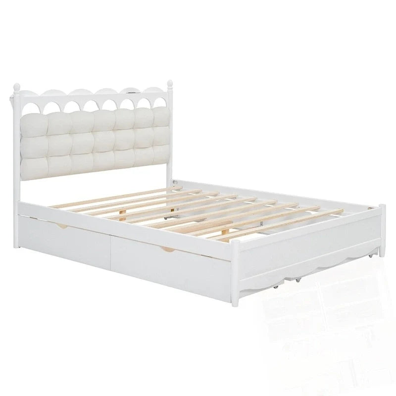 Cama de plataforma de madera con 2 cajones grandes y cama nido tamaño Twin-XL