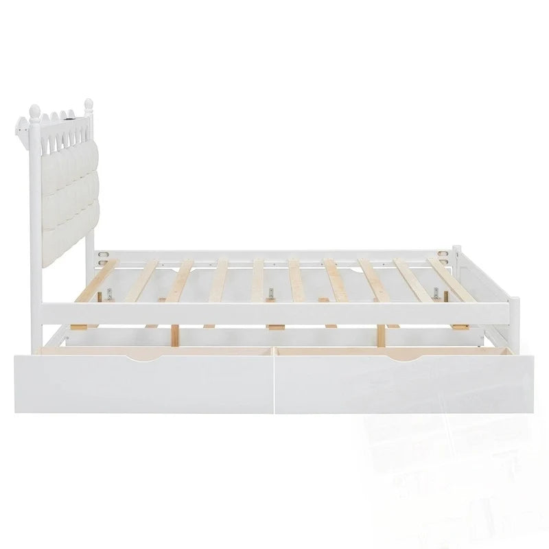 Cama de plataforma de madera con 2 cajones grandes y cama nido tamaño Twin-XL