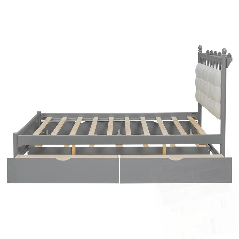 Cama de plataforma de madera con 2 cajones grandes y cama nido tamaño Twin-XL