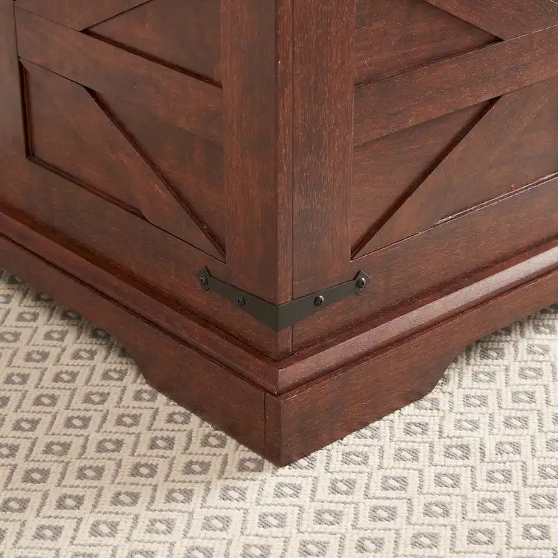 Table basse carrée en bois de style rustique avec grand compartiment de rangement caché et plateau relevable à charnières, pour le salon