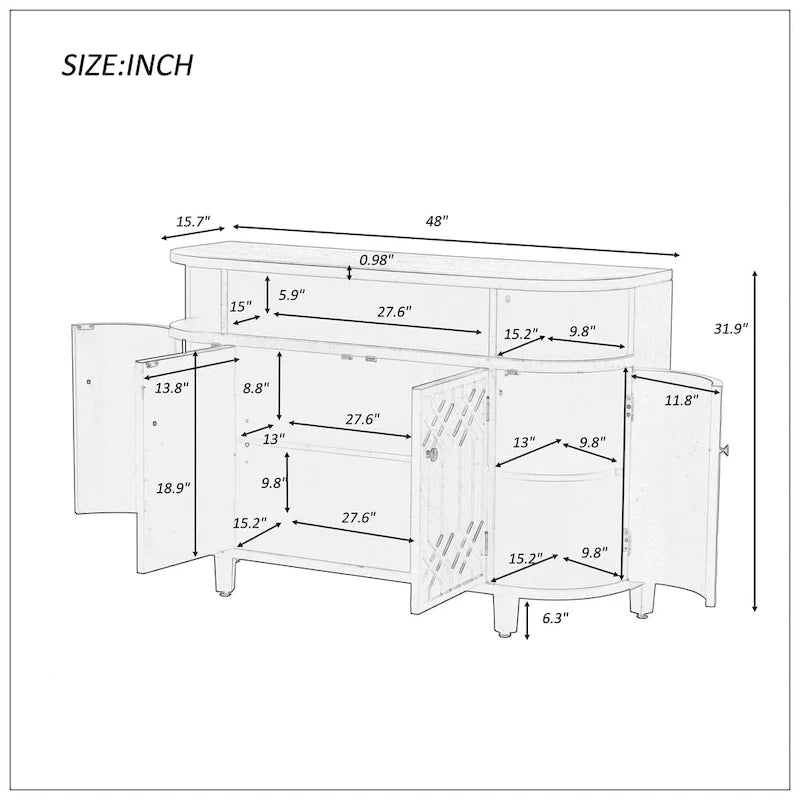 Aufbewahrungsschrank mit geschwungenem Design aus massivem Mandschurischem Eschenholz