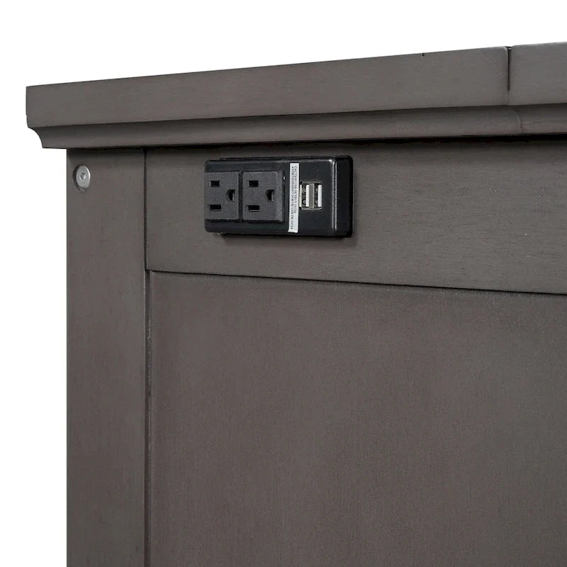 Wandklappbett-Schrank aus massivem Kiefernholz mit Ladestation und großer Aufbewahrungsschublade