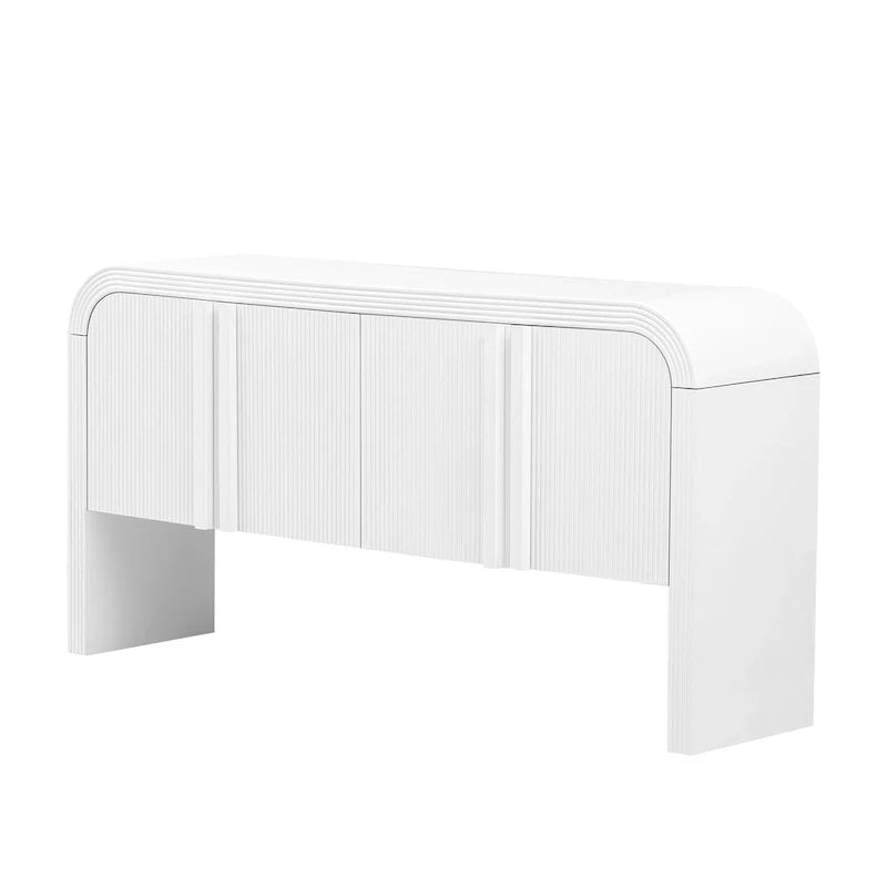 Buffet avec rangement et portes arquées à 4 bandes, étagères réglables, meuble d’entrée moderne avec pieds en pin