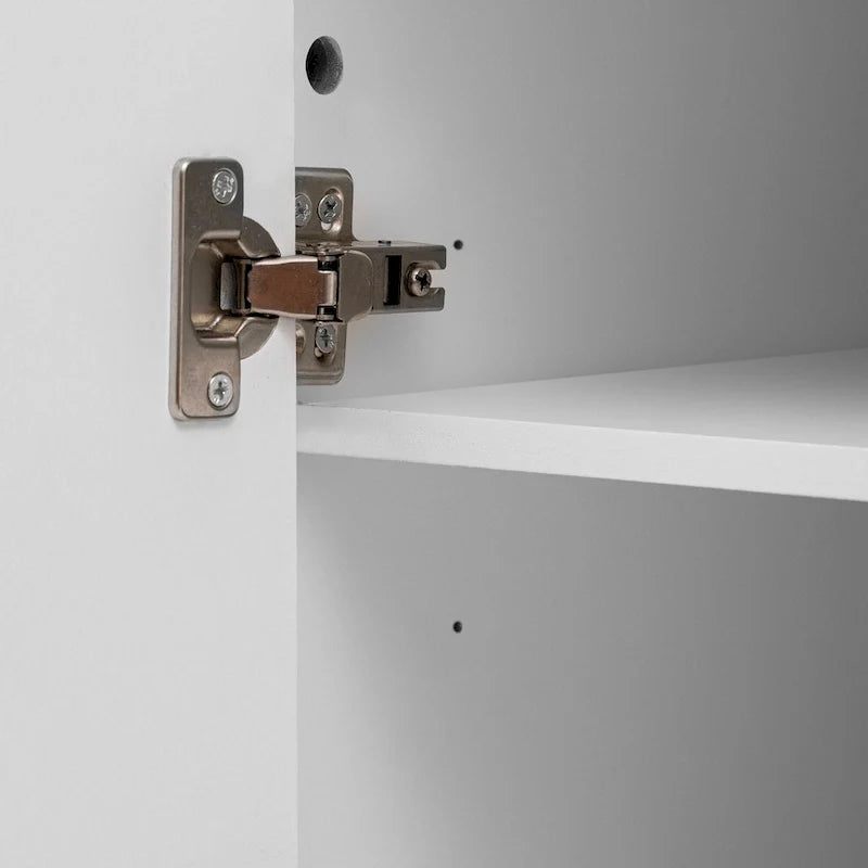 Buffet avec rangement et portes arquées à 4 bandes, étagères réglables, meuble d’entrée moderne avec pieds en pin