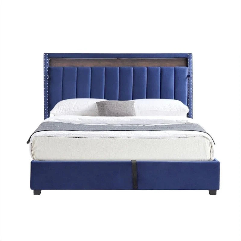 Lit de rangement de luxe à vérins, avec éclairage LED