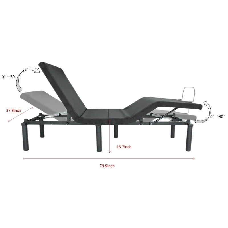 Base de cama eléctrica ajustable tamaño Twin XL color negro antiguo con control remoto