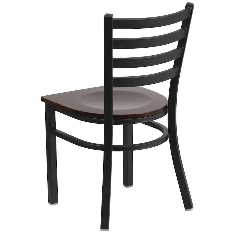 Paquete de 2 sillas de restaurante metálicas con respaldo de escalera