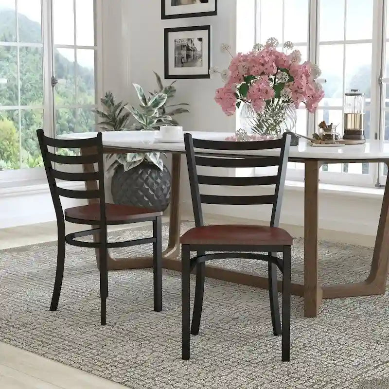 2 Pack Ladder Back Metal Restaurant Chair