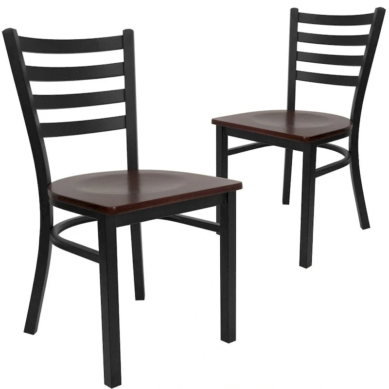 2 Pack Ladder Back Metal Restaurant Chair