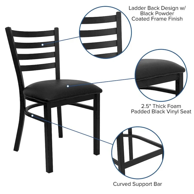 2 Pack Ladder Back Metal Restaurant Chair