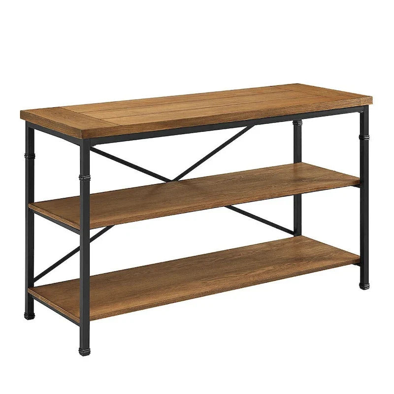 TV-Stand aus Holz und Metall im Industriedesign mit 3 Ablagen