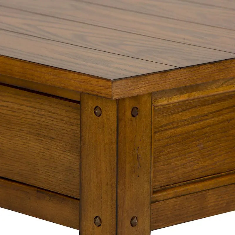 Rustikaler Couchtisch aus Holz mit 2 Schubladen und offenem Ablagefach, Wohnzimmertisch im Landhausstil