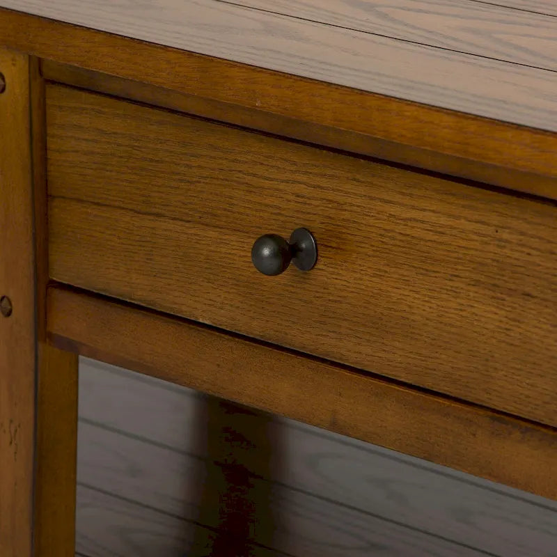 Rustikaler Couchtisch aus Holz mit 2 Schubladen und offenem Ablagefach, Wohnzimmertisch im Landhausstil