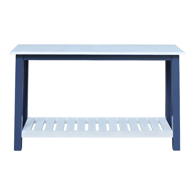 Konsolentisch im Landhausstil mit blau-weißem A-Gestell